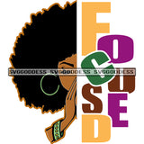 Afro Black Woman Focused Afro Hair Word Focused Praying SVG JPG PNG Vector Clipart Cricut Silhouette Cut Cutting