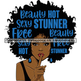 Big Afro Sister With Words In Hair Stunner SVG JPG PNG Vector Clipart Cricut Silhouette Cut Cutting