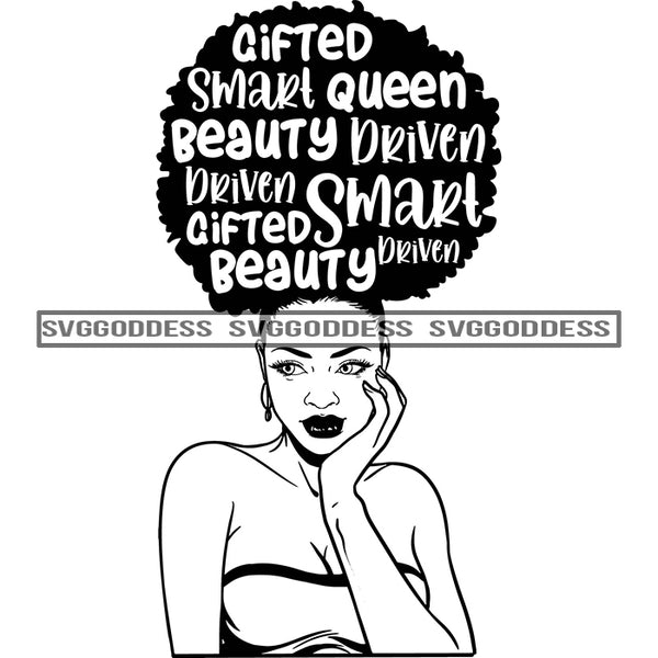 Sister Diva With Words In Hair Gifted In BW SVG JPG PNG Vector Clipart ...