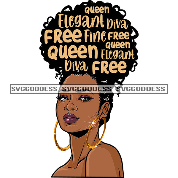 Sister Diva With Words In Hair Elegant SVG JPG PNG Vector Clipart Cricut Silhouette Cut Cutting