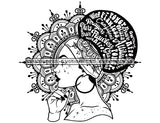 Goddess Black Woman Big Afro Words Of Encouragement In Hair in BW SVG JPG PNG Vector Clipart Cricut Silhouette Cut Cutting