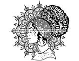 Goddess Black Woman Big Afro Words Of Encouragement In Hair in BW SVG JPG PNG Vector Clipart Cricut Silhouette Cut Cutting