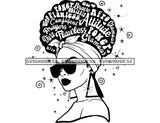 Black Woman Big Afro Words Of Encouragement In Hair 2 SVG JPG PNG Vector Clipart Cricut Silhouette Cut Cutting