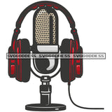 Mic Microphone And Headphones Headphones Red Headphone Stand SVG JPG PNG Vector Clipart Cricut Silhouette Cut Cutting
