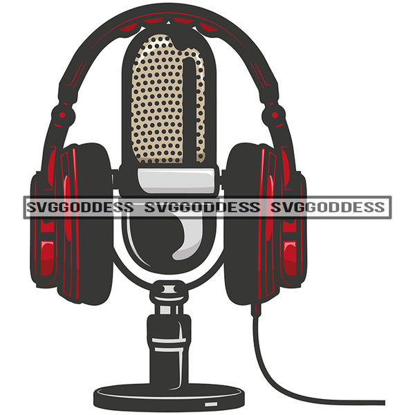 Mic Microphone And Headphones Headphones Red Headphone Stand SVG JPG PNG Vector Clipart Cricut Silhouette Cut Cutting