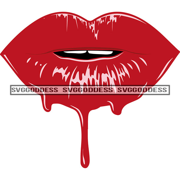 Red Lips Teeth Dripping Red Lips SVG JPG PNG Vector Clipart Cricut Silhouette Cut Cutting