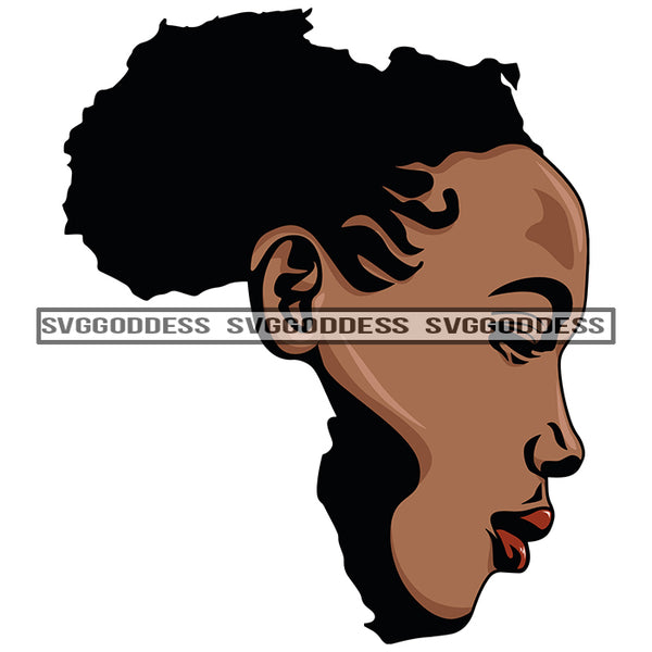 Africa Face Africa Continent Afro Woman Black SVG JPG PNG Vector Clipart Cricut Silhouette Cut Cutting