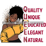 Queen Quality Unique Educated Elegant Natural Afro Woman Gold Top Curly Hair Posing SVG JPG PNG Vector Clipart Cricut Silhouette Cut Cutting