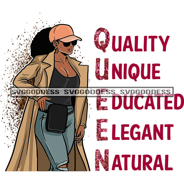 Queen Quality Unique Educated Elegant Natural Afro Woman SVG JPG PNG Vector Clipart Cricut Silhouette Cut Cutting