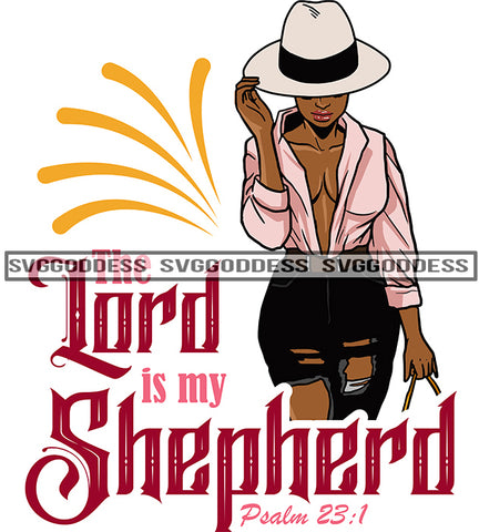 The Lord Is My Shepherd Psalm 23:1 Afro Woman Melanin Popping Nubian Black Girl Magic SVG Cutting Files For Silhouette Cricut and More