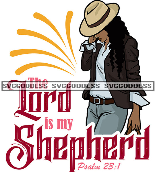 The Lord Is My Shepherd Psalm 23:1 Afro Woman Melanin Popping Nubian Black Girl Magic SVG Cutting Files For Silhouette Cricut and More