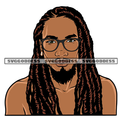 African American Man Wearing Sunglass Locus Long Hairstyle Design Element Vector White Background SVG JPG PNG Vector Clipart Cricut Silhouette Cut Cutting