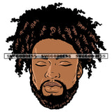 African American Man Close Eyes Afro Man Head Design Element Afro Hairstyle White Background Attitude Man Bard Style SVG JPG PNG Vector Clipart Cricut Silhouette Cut Cutting