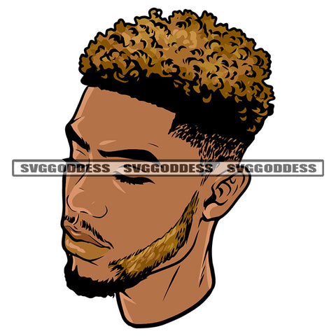 African American Man Face Design Element Afro Hairstyle Close Eyes Vector White Background Attitude Man Face SVG JPG PNG Vector Clipart Cricut Silhouette Cut Cutting