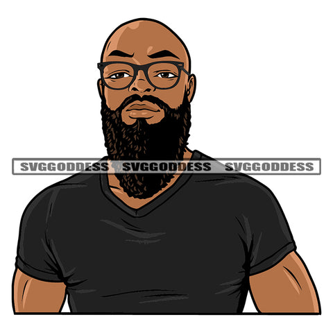 Gangster African American Man Wearing Sunglass And Black Color T-Shirt Design Element White Background Attitude Man SVG JPG PNG Vector Clipart Cricut Silhouette Cut Cutting