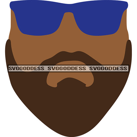 Bearded Man Blue Sunglasses Mustache Beard Brown Skin Black Man SVG JPG PNG Vector Clipart Cricut Silhouette Cut Cutting