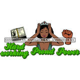 Afro Woman Hard Working Proud Power Fist SVG JPG PNG Vector Clipart Cricut Silhouette Cut Cutting