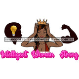 Afro Woman Intelligent Strong Woman Crown Idea Strong Arm  Long Gloves Long Brown Hair SVG JPG PNG Vector Clipart Cricut Silhouette Cut Cutting