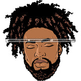 Gangster African American Man Head And Face Design Element Afro Man Close Eyes Vector Curly Short Hairstyle White Background SVG JPG PNG Vector Clipart Cricut Silhouette Cut Cutting