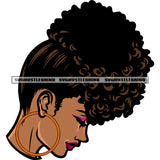 Smile Face Gangster Woman Curly Short Hairstyle African American Woman Face Design Element Side Face White Background SVG JPG PNG Vector Clipart Cricut Silhouette Cut Cutting