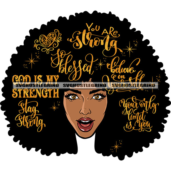 Gangster African American Woman Lot Of Quote On Puffy Hairstyle Design Element Afro Woman Smile Face White Background SVG JPG PNG Vector Clipart Cricut Silhouette Cut Cutting