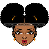 Puffy Hairstyle African American Girls Face Design Element Afro Girls Beautiful Eyes White Background SVG JPG PNG Vector Clipart Cricut Silhouette Cut Cutting
