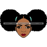 African American Puffy Hairstyle Smile Face Design Element Afro Beautiful Girls White Background SVG JPG PNG Vector Clipart Cricut Silhouette Cut Cutting