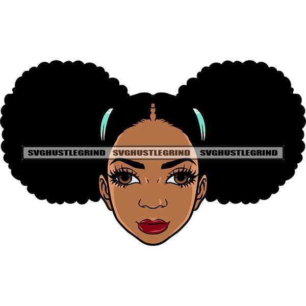 African American Puffy Hairstyle Smile Face Design Element Afro Beautiful Girls White Background SVG JPG PNG Vector Clipart Cricut Silhouette Cut Cutting