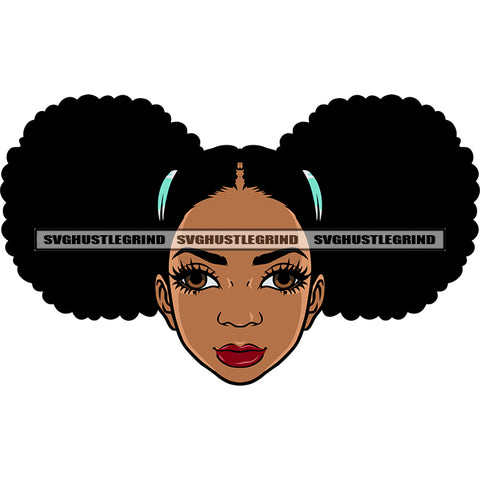 African American Puffy Hairstyle Smile Face Design Element Afro Beautiful Girls White Background SVG JPG PNG Vector Clipart Cricut Silhouette Cut Cutting