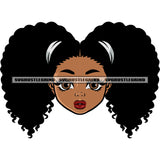 Little Girls African American Girls Head Design Element Afro Hairstyle White Background Beautiful Girls SVG JPG PNG Vector Clipart Cricut Silhouette Cut Cutting