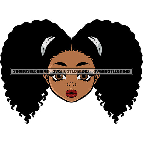 Little Girls African American Girls Head Design Element Afro Hairstyle White Background Beautiful Girls SVG JPG PNG Vector Clipart Cricut Silhouette Cut Cutting
