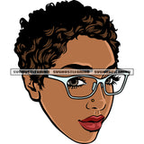 African American Woman Wearing Sunglass And Smile Face Afro Short Hairstyle White Background SVG JPG PNG Vector Clipart Cricut Silhouette Cut Cutting