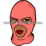 Gangster African American Woman Wearing Ski Mask Design Element Afro Woman Red Lips White Background SVG JPG PNG Vector Clipart Cricut Silhouette Cut Cutting