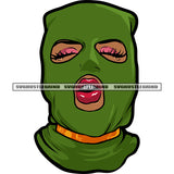 Gangster African American Woman Wearing Ski Mask Green Color Design Element Afro Woman Close Eyes SVG JPG PNG Vector Clipart Cricut Silhouette Cut Cutting