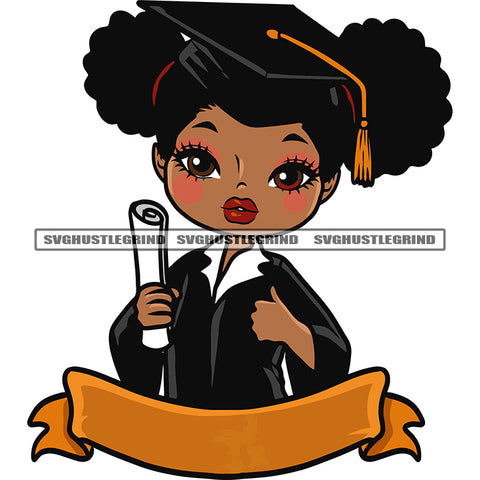 Cute Afro Gils Hand Holding Education Paper Beautiful African American Girls Smile Face Puffy Hairstyle SVG JPG PNG Vector Clipart Cricut Silhouette Cut Cutting