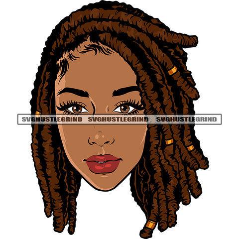 Smile Face African American Girls Head Design Element Locus Hairstyle Beautiful Afro Girls Cute Face White Background SVG JPG PNG Vector Clipart Cricut Silhouette Cut Cutting