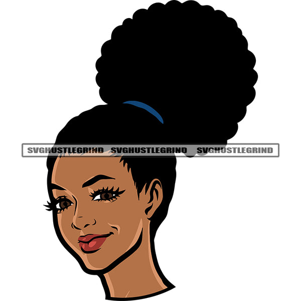Smile Face Afro Girls Head Design Element African American Girls Beautiful Face White Background Afro Hairstyle SVG JPG PNG Vector Clipart Cricut Silhouette Cut Cutting