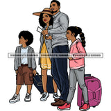 African American Family Picnics Happy Traveler Family Afro Short Hairstyle Design Element White Background Smile Face SVG JPG PNG Vector Clipart Cricut Silhouette Cut Cutting