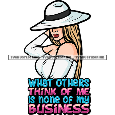 What Others Think Of Me Is None Of My Business Quote Beautiful African American Woman Holding Hat Hide Face Cute Afro Woman Face Design Element White Background Sexy Woman SVG JPG PNG Vector Clipart Cricut Silhouette Cut Cutting