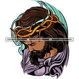 Jesus Christ Is The Good Shepheard The Son Of God Crown Thorns On Head Color Design Element White Background SVG JPG PNG Vector Clipart Cricut Silhouette Cut Cutting