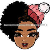 Cute African American Girls Face Design Element Smile Face Afro Short Hairstyle White Background Girls Wearing Winter Season Dress SVG JPG PNG Vector Clipart Cricut Silhouette Cut Cutting