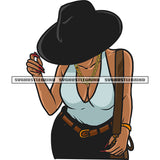 Sexy African American Woman Hand Holding Cowboy Hat Wearing Golden Chain And Sexy Pose Afro Girls Model Pose Design Element SVG JPG PNG Vector Clipart Cricut Silhouette Cut Cutting