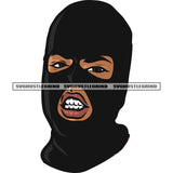 Gangster African American Man Angry Face Wearing Ski Mask Black Color Design Element White Background SVG JPG PNG Vector Clipart Cricut Silhouette Cut Cutting
