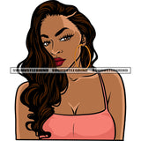 Gangster Sexy African American Woman Face Design Element Curly Hairstyle Wearing Hoop Earing Vector Cute Face White Background SVG JPG PNG Vector Clipart Cricut Silhouette Cut Cutting
