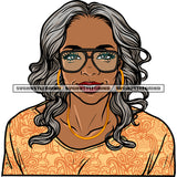 Smile Face African American Gangster Woman Face Design Element Old Woman Wearing Sunglass And Hoop Earing White Color Hairstyle SVG JPG PNG Vector Clipart Cricut Silhouette Cut Cutting