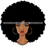 African American Girls Cute Face Wearing Hoop Earing Black Beauty Afro Girls Puffy Hairstyle Design Element White Background SVG JPG PNG Vector Clipart Cricut Silhouette Cut Cutting