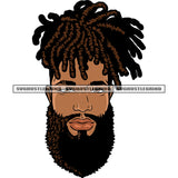 Gangster African American Man Face Bard Long Style Afro Man Locus Hairstyle Design Element White Background SVG JPG PNG Vector Clipart Cricut Silhouette Cut Cutting