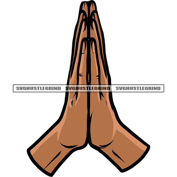 African American Man Hard Praying Hand Design Element Afro Black Color Hand Praying Pose Design Element White Background SVG JPG PNG Vector Clipart Cricut Silhouette Cut Cutting