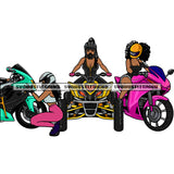 Sexy African American Woman Riding Bike Wearing Helmet Afro Hairstyle Sitting Pose Design Element White Background SVG JPG PNG Vector Clipart Cricut Silhouette Cut Cutting