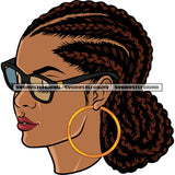 African American Gangster Woman Wearing Hoop Earing And Sunglass Smile Face Afro Short Hairstyle Design Element SVG JPG PNG Vector Clipart Cricut Silhouette Cut Cutting